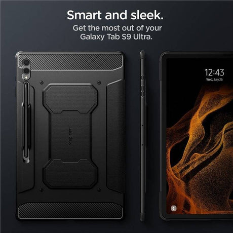 Противоударен Калъф за Samsung Tab S10 Ultra/ S9 Ultra 14.6", Spigen Rugged Armor Pro Case, Черен (11)