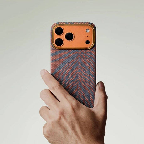 Magsafe Калъф за iPhone 17 Pro Max, Pitaka Edge Breath of Veins Case Burning Orange, Оранжев (6)