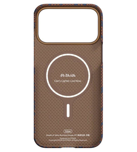 Magsafe Калъф за iPhone 17 Pro Max, Pitaka Edge Breath of Veins Case Burning Orange, Оранжев (3)