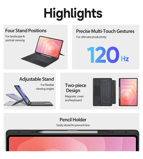 Калъф с Клавиатура за Samsung Tab S11 Ultra, Dux Ducis Keyboard 2in1 Case, Черен (7)