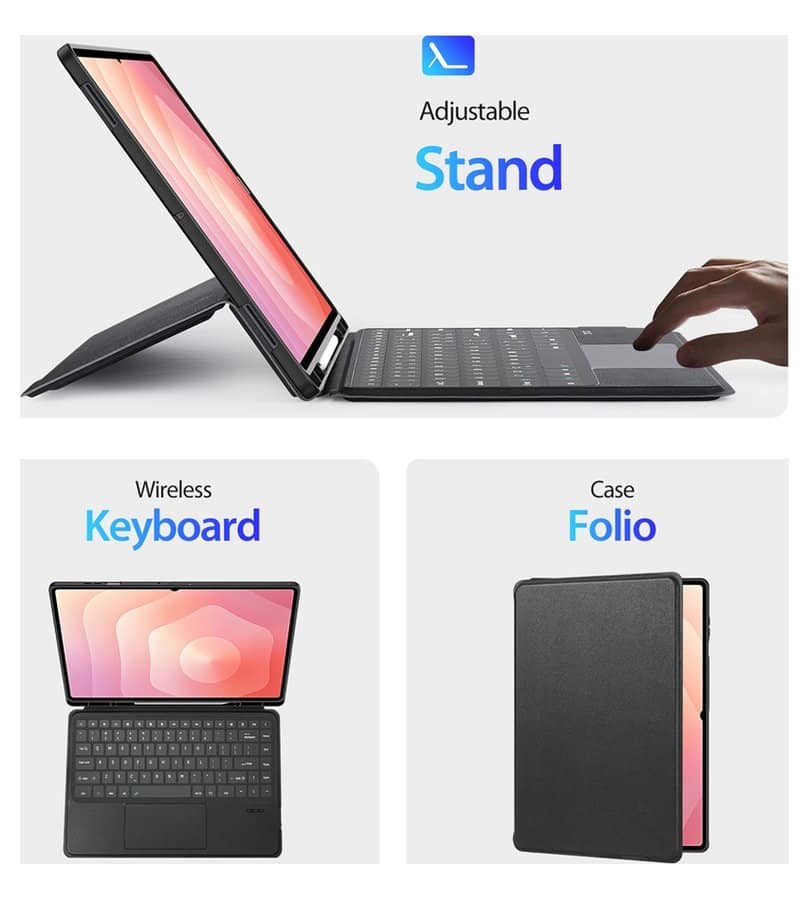 Калъф с Клавиатура за Samsung Tab S11 Ultra, Dux Ducis Keyboard 2in1 Case, Черен (6)
