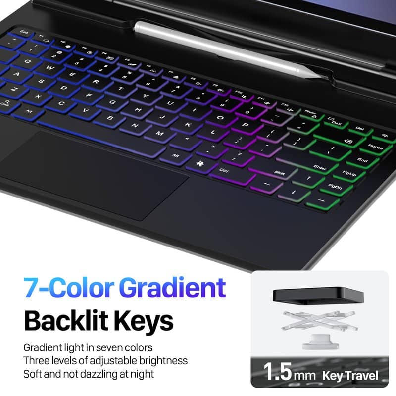 Калъф с Клавиатура и Тъчпад за Samsung Tab S11 Ultra, Dux Ducis Magnetic Keyboard Case, Черен (7)