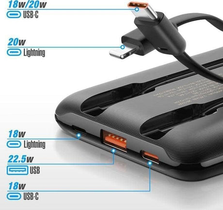 Външна батерия, Veger USB-C/Lightning 10000mAh 22.5W, Черен (4)