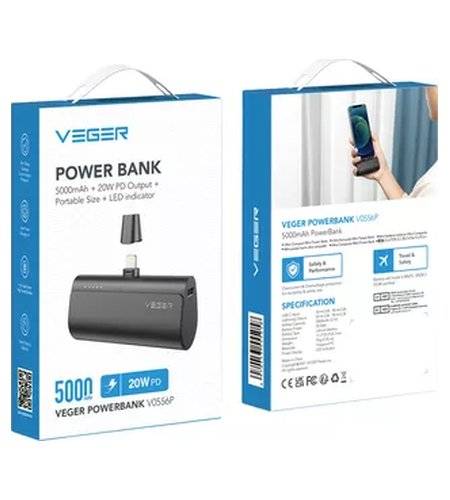 Външна батерия, Veger PlugOn Lightning 5000mAh 20W, Черен (9)