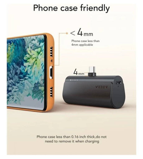 Външна батерия, Veger PlugOn USB-C 5000mAh 20W, Черен (4)
