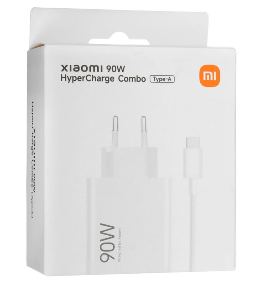 Оригинално Зарядно с Кабел, Xiaomi 90W USB-A HyperCharge Combo MDY-15-EK, Бял