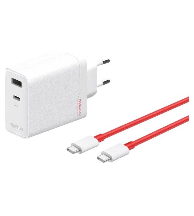Оригинално Зарядно с Кабел, OnePlus SuperVooc 120W Dual Ports GaN Power Adapter Kit Charger, Бял (2)