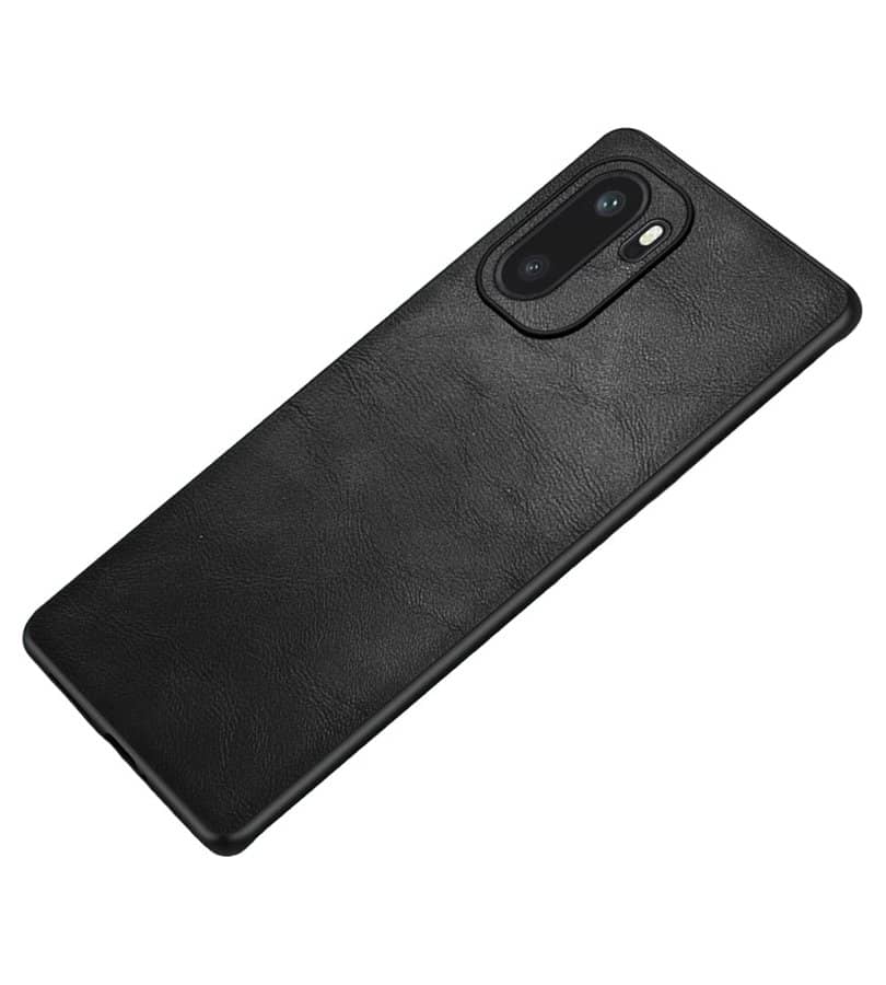 Кожен Калъф за OnePlus 15R, Leather Coated Case, Черен