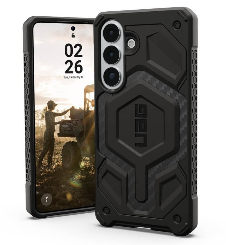 Magsafe Противоударен Калъф за Samsung S26 Plus, UAG Monarch Pro Carbon Fiber Case, Черен