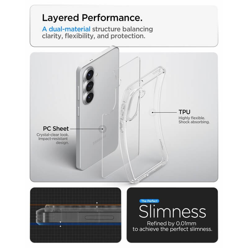 Противоударен Калъф за Samsung S26, Spigen Ultra Hybrid Case, Прозрачен (8)