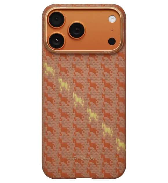 Magsafe Калъф за iPhone 17 Pro, Pitaka Edge Happiness Rides Case Amber, Оранжев (2)