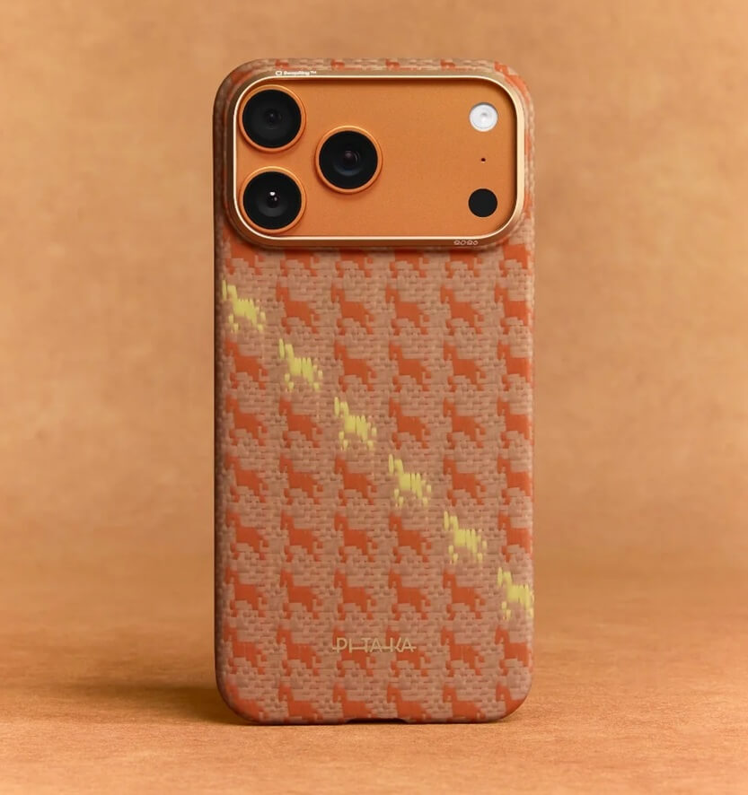 Magsafe Калъф за iPhone 17 Pro Max, Pitaka Edge Happiness Rides Case Amber, Оранжев (3)