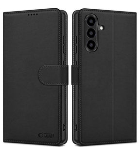 Кожен Калъф с Джобове за Samsung A37, Tech-Protect Wallet Book Case, Черен