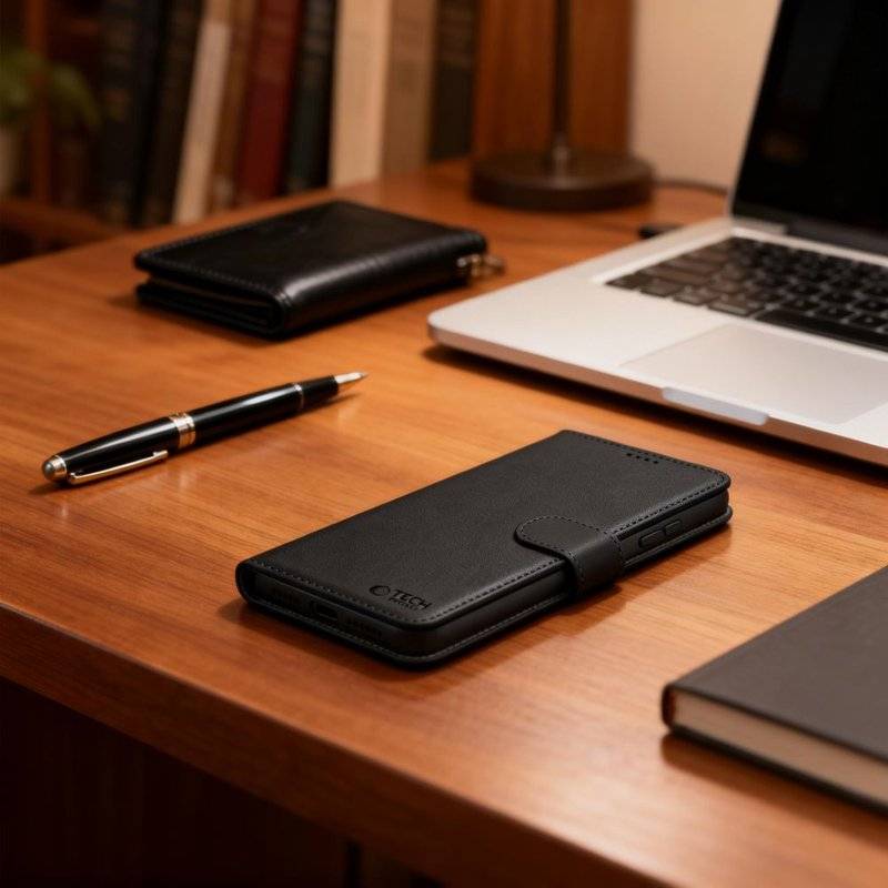 Кожен Калъф с Джобове за Samsung A37, Tech-Protect Wallet Book Case, Черен (4)