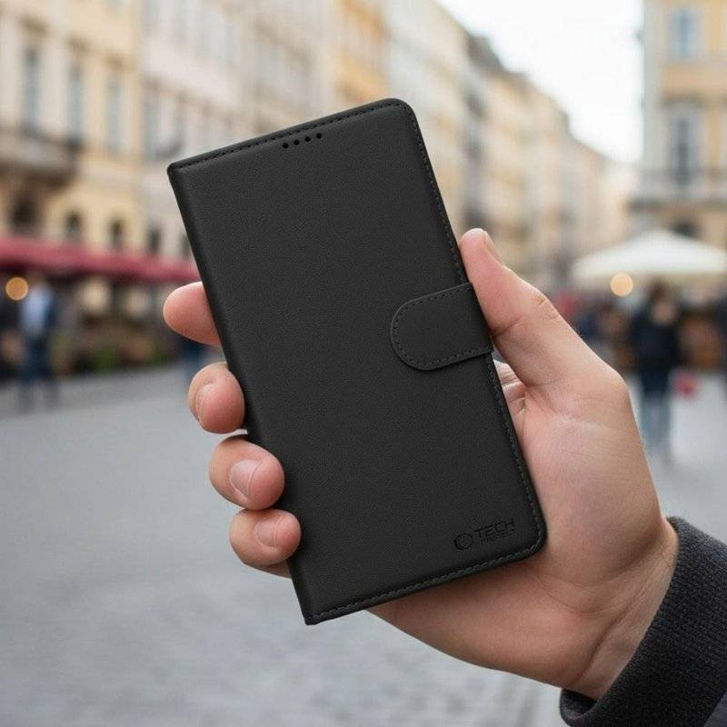 Кожен Калъф с Джобове за Samsung A57, Tech-Protect Wallet Book Case, Черен (5)