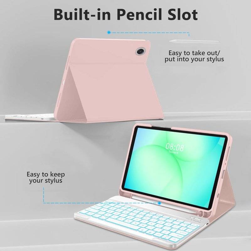 Калъф с Клавиатура за Samsung Tab A11 / A9 8.7", Tech-Protect SC Pen Keyboard Case, Розов (4)