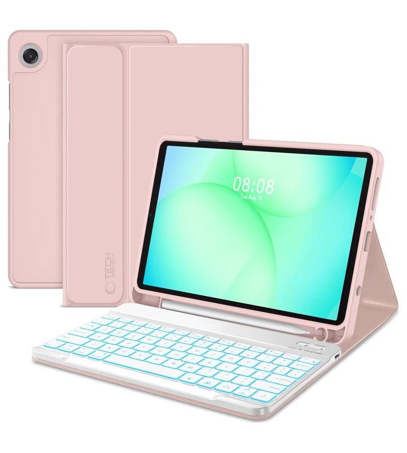 Калъф с Клавиатура за Samsung Tab A11 / A9 8.7", Tech-Protect SC Pen Keyboard Case, Розов