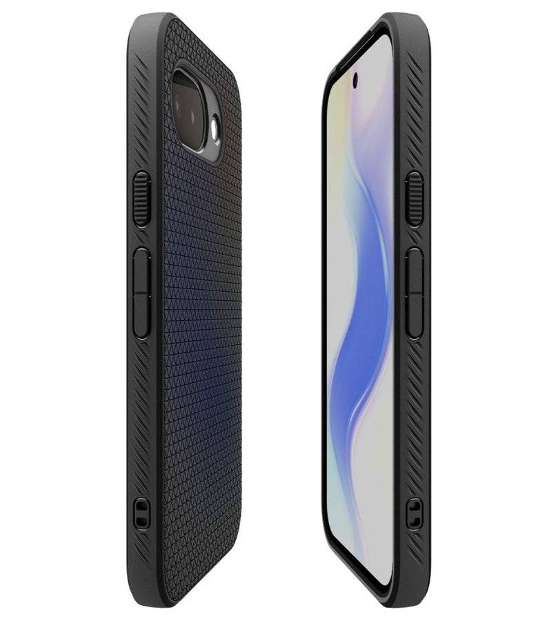 Противоударен Калъф за Google Pixel 10A, Spigen Liquid Air Matte Black Case, Черен (7)