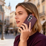 Кожен Калъф с Джобове за Samsung S26, Tech-Protect Wallet Book Case, Бордо (5)