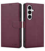 Кожен Калъф с Джобове за Samsung S26, Tech-Protect Wallet Book Case, Бордо
