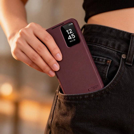 Активен Калъф за Samsung S26, Tech-Protect Smart Wallet Book Case, Бордо (6)