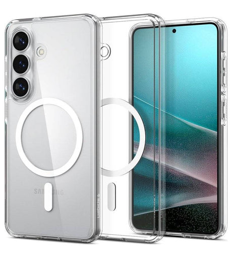 Magsafe Калъф за Samsung S26 Plus, Spigen Ultra Hybrid White Case, Прозрачен