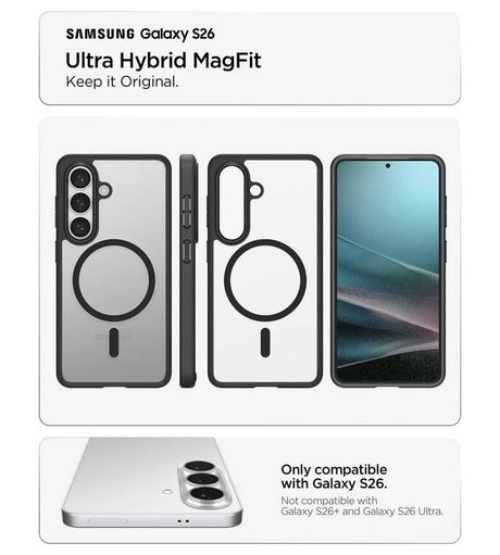 Magsafe Калъф за Samsung S26, Spigen Ultra Hybrid Case, Черен (7)