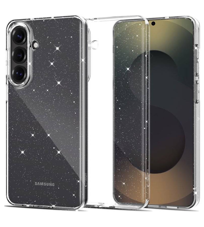 Блестящ Калъф за Samsung S26, Tech-Protect FlexAir Glitter Case, Прозрачен