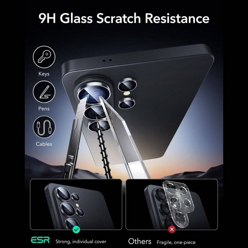 Протектор за Камерата на Samsung S26 Ultra, ESR Armorite Camera Ring Glass, Прозрачен (6)
