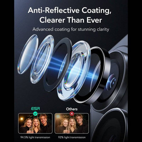 Протектор за Камерата на Samsung S26 Ultra, ESR Armorite Camera Ring Glass, Черен (5)