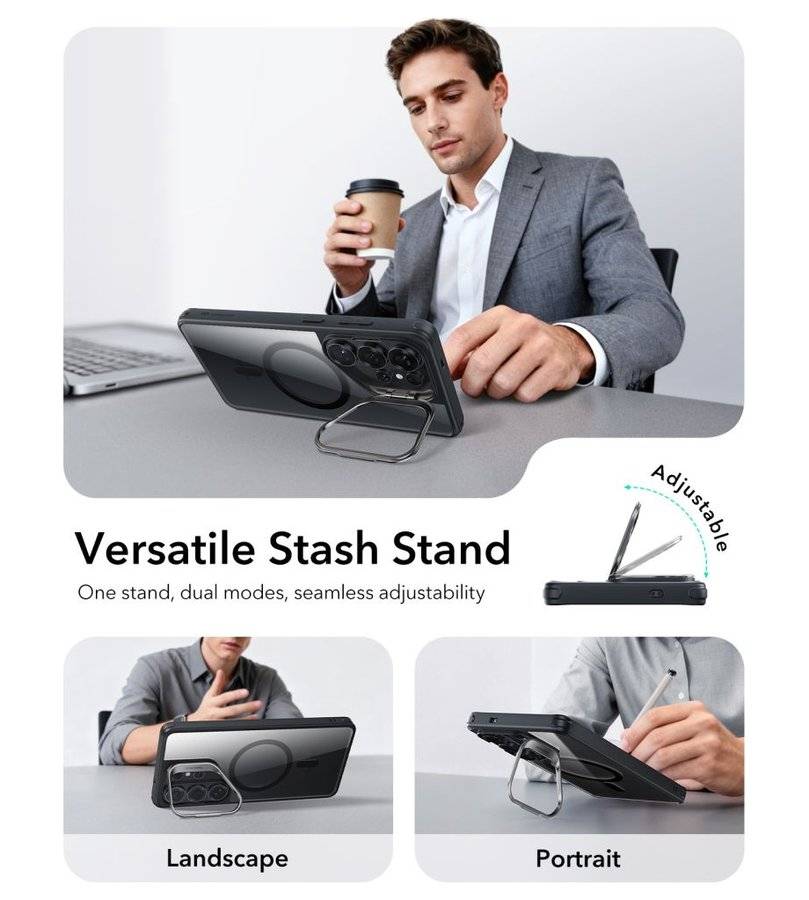 Magsafe Калъф за Samsung S26 Ultra, ESR Classic Hybrid Kickstand Magnetic Case, Черен (4)