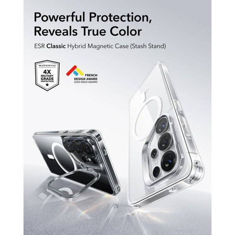 Magsafe Калъф за Samsung S26 Ultra, ESR Classic Hybrid Kickstand Magnetic Case, Прозрачен (3)