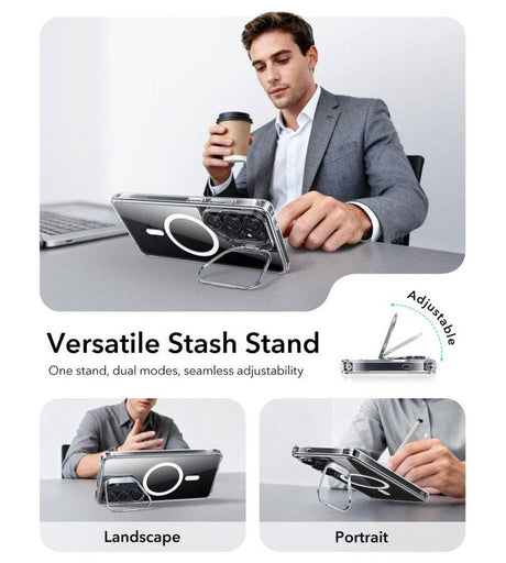 Magsafe Калъф за Samsung S26 Ultra, ESR Classic Hybrid Kickstand Magnetic Case, Прозрачен (5)