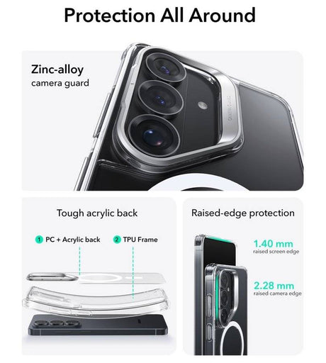 Magsafe Калъф за Samsung S26 Plus, ESR Classic Hybrid Kickstand Magnetic Case, Прозрачен (3)