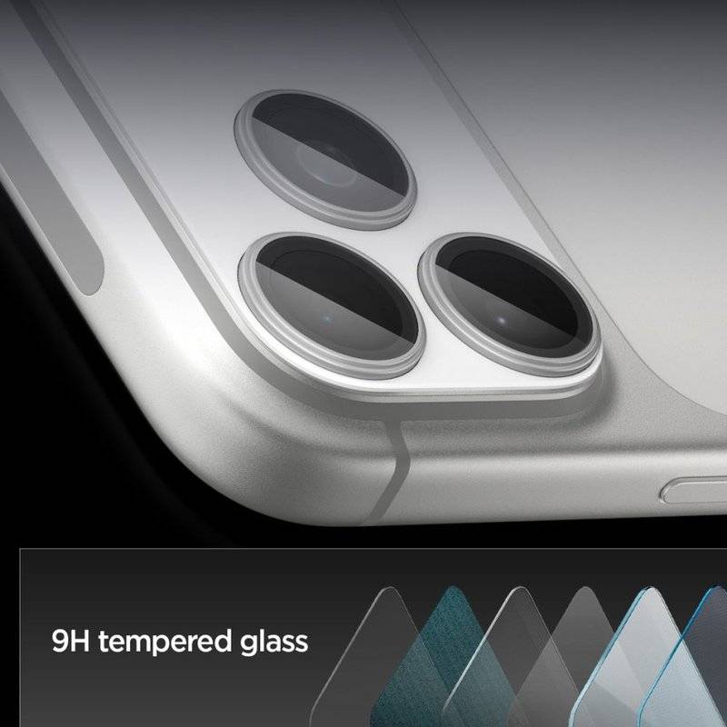 Протектор за Камерата на iPhone 17 Pro Max, Spigen EZ Fit Optik Pro XL Glass tR, Сребрист (7)