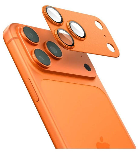 Протектор за Камерата на iPhone 17 Pro, Spigen EZ Fit Optik Pro XL Glass tR, Оранжев (4)