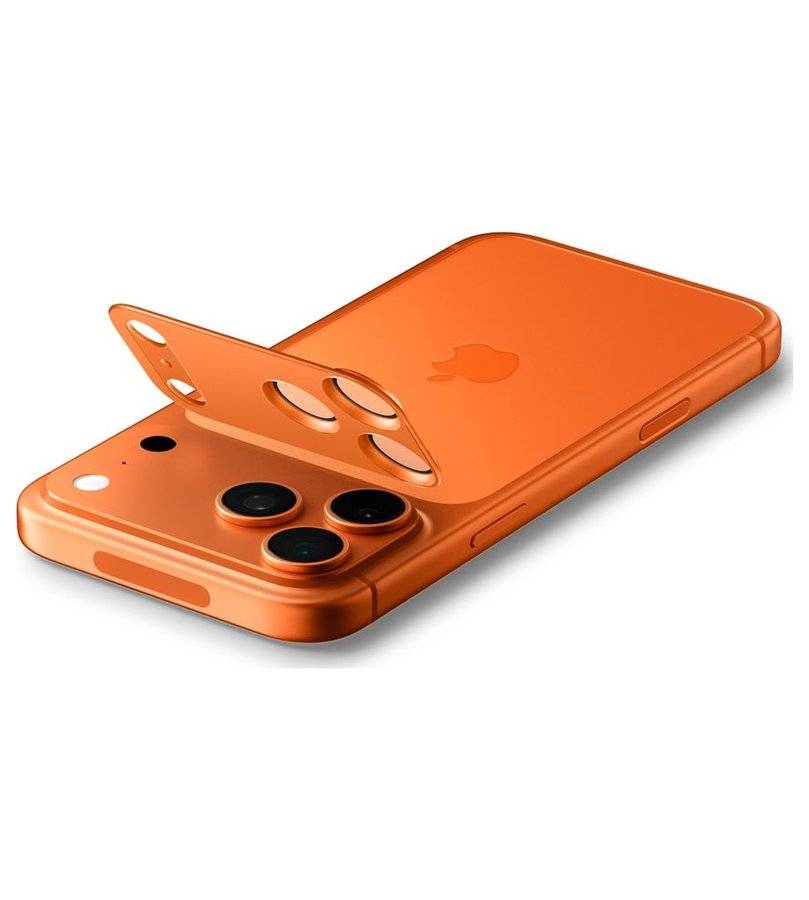 Протектор за Камерата на iPhone 17 Pro, Spigen EZ Fit Optik Pro XL Glass tR, Оранжев (2)