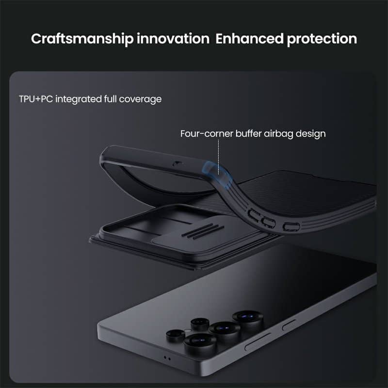 Magsafe калъф с Плъзгач за Камера за Samsung S25 Ultra, Nillkin CamShield Pro Case, Черен (8)