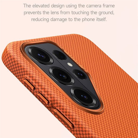 Magsafe Калъф за Samsung S26 Ultra, Carbon Desigh Case, Оранжев (3)