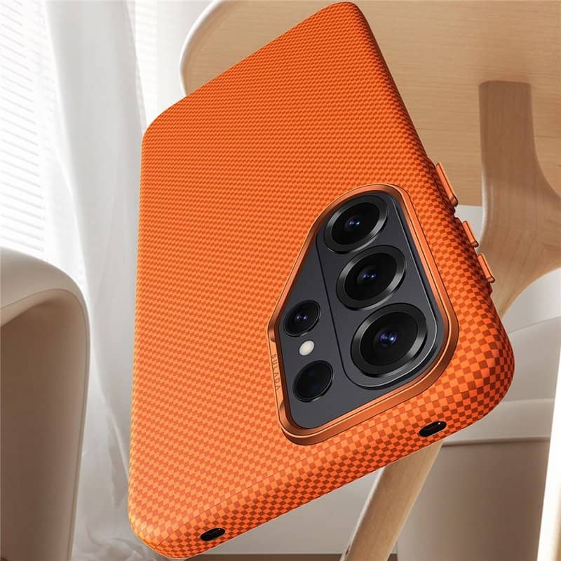Magsafe Калъф за Samsung S26 Ultra, Carbon Desigh Case, Оранжев (7)