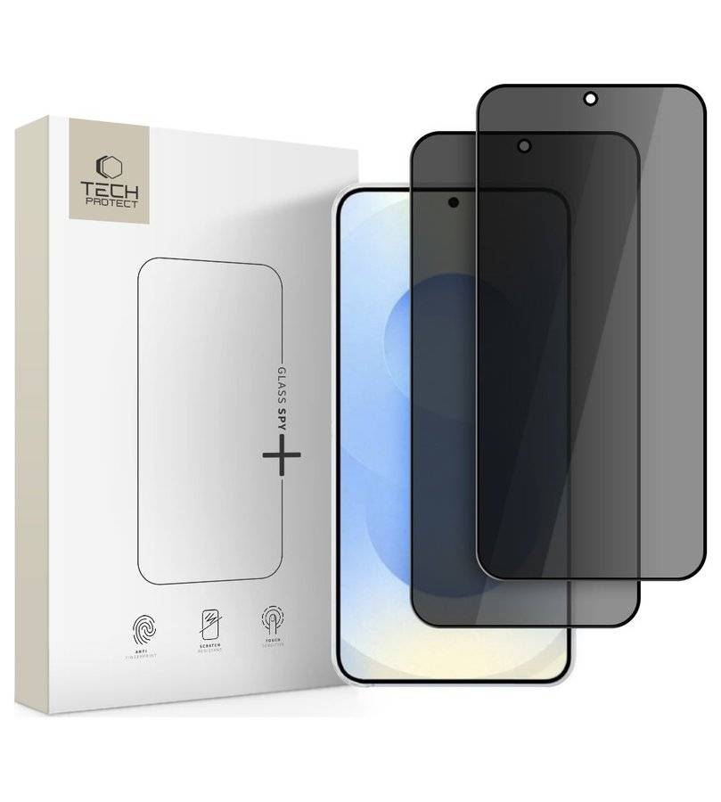 Затъмняващ Протектор за Samsung S26, Tech-Protect Privacy Spy+ Glass 2бр., Черен