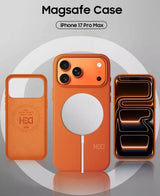 Magsafe Калъф за iPhone 17 Pro, HDD Diving Leather Mag Case, Оранжев (3)