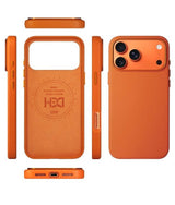 Magsafe Калъф за iPhone 17 Pro, HDD Diving Leather Mag Case, Оранжев (2)