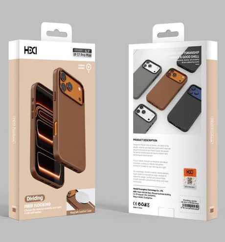 Magsafe Калъф за iPhone 17 Pro Max, HDD Diving Leather Mag Case, Кафяв (2)
