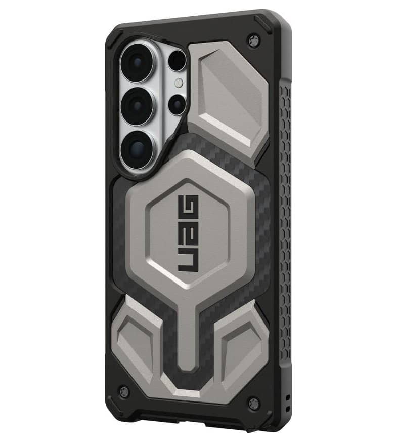 MagSafe Противоударен Калъф за Samsung S26 Ultra, UAG Monarch Pro Carbon Fiber Case Tiatanium, Сив (3)