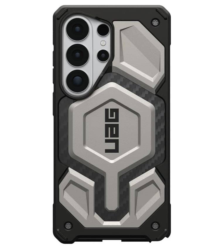 MagSafe Противоударен Калъф за Samsung S26 Ultra, UAG Monarch Pro Carbon Fiber Case Tiatanium, Сив