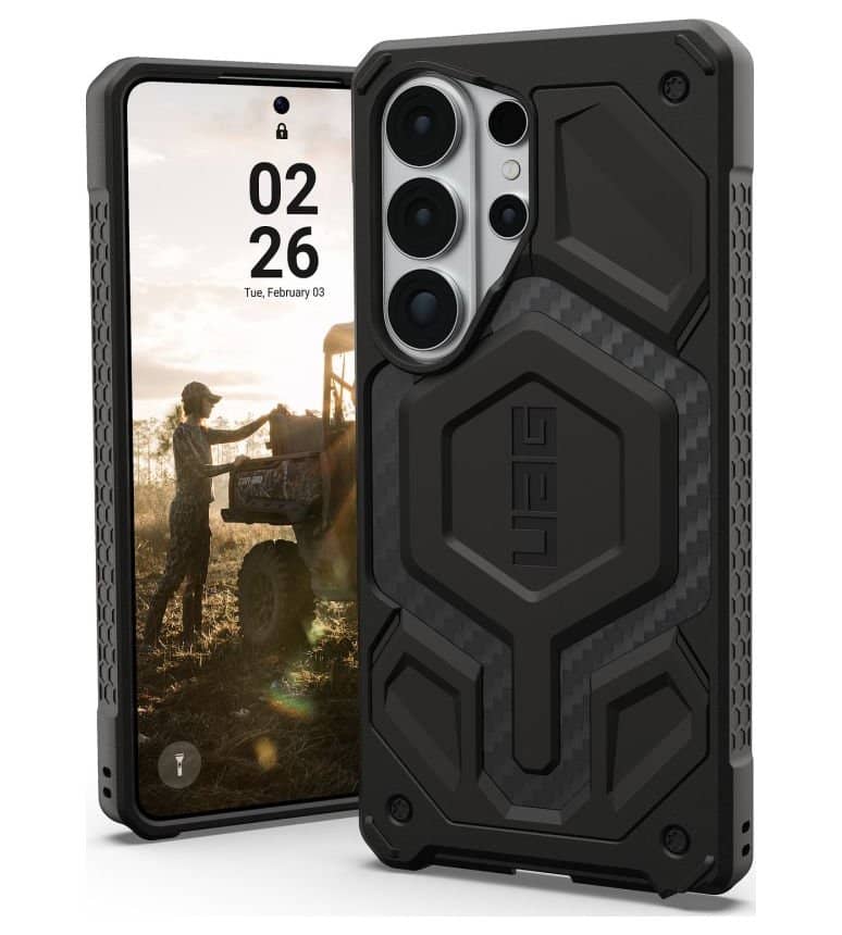 Magsafe Противоударен Калъф за Samsung S26 Ultra, UAG Monarch Pro Carbon Fiber Case, Черен (4)