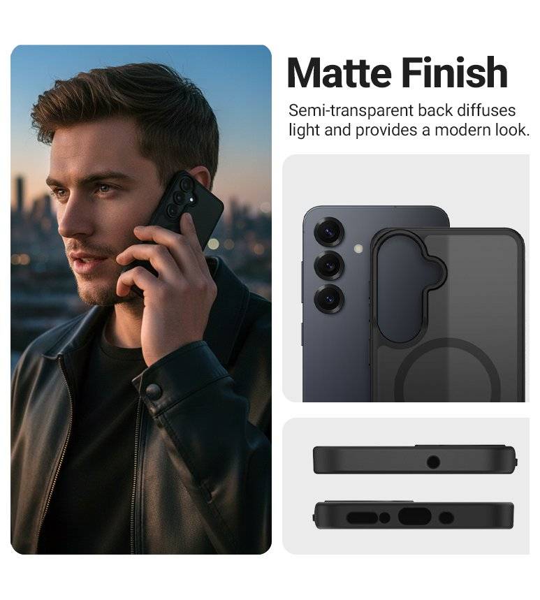 Magsafe Калъф за Samsung S26, Crong Hybrid Matte Magnetic Case, Розов (4)
