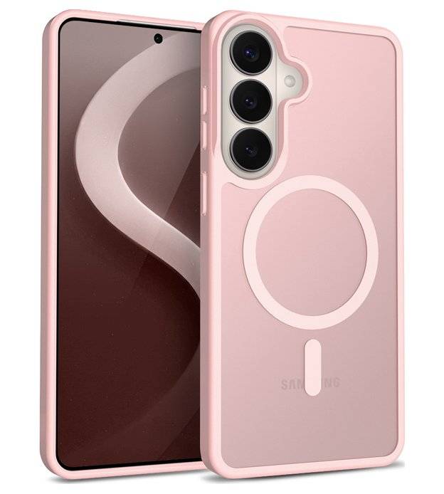 Magsafe Калъф за Samsung S26, Crong Hybrid Matte Magnetic Case, Розов