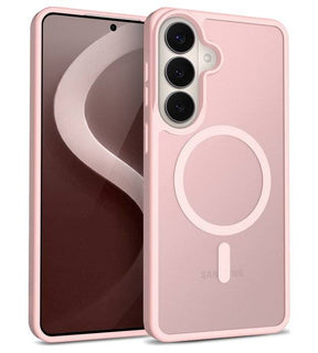 Magsafe Калъф за Samsung S26, Crong Hybrid Matte Magnetic Case, Розов